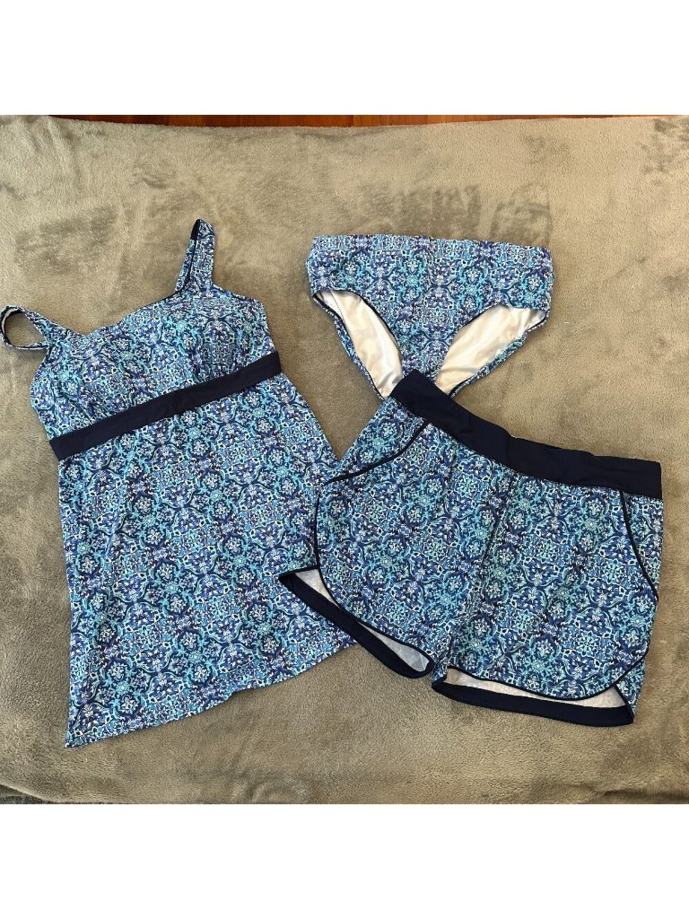 Lands' End Swimsuit Tankini Top Shorts Bottoms Set Women's 18 18W
